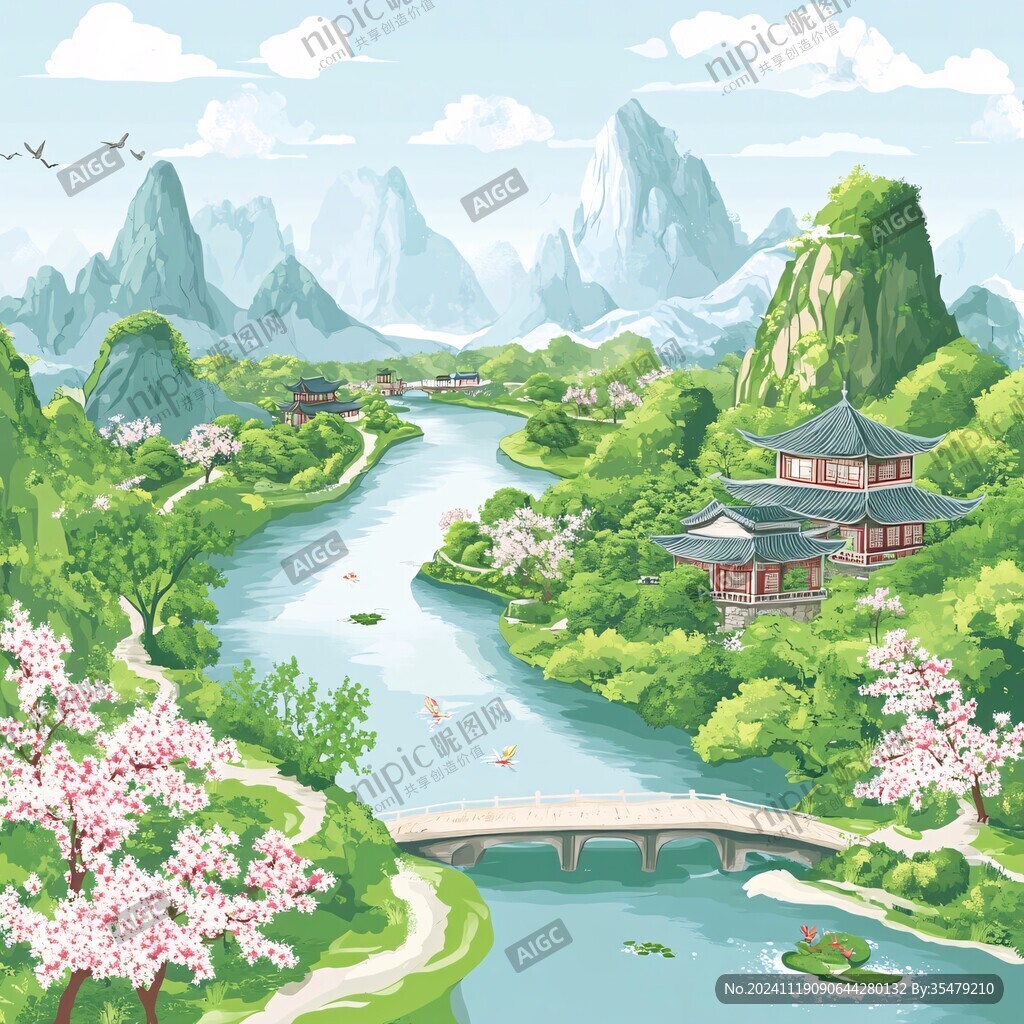 风景区插画