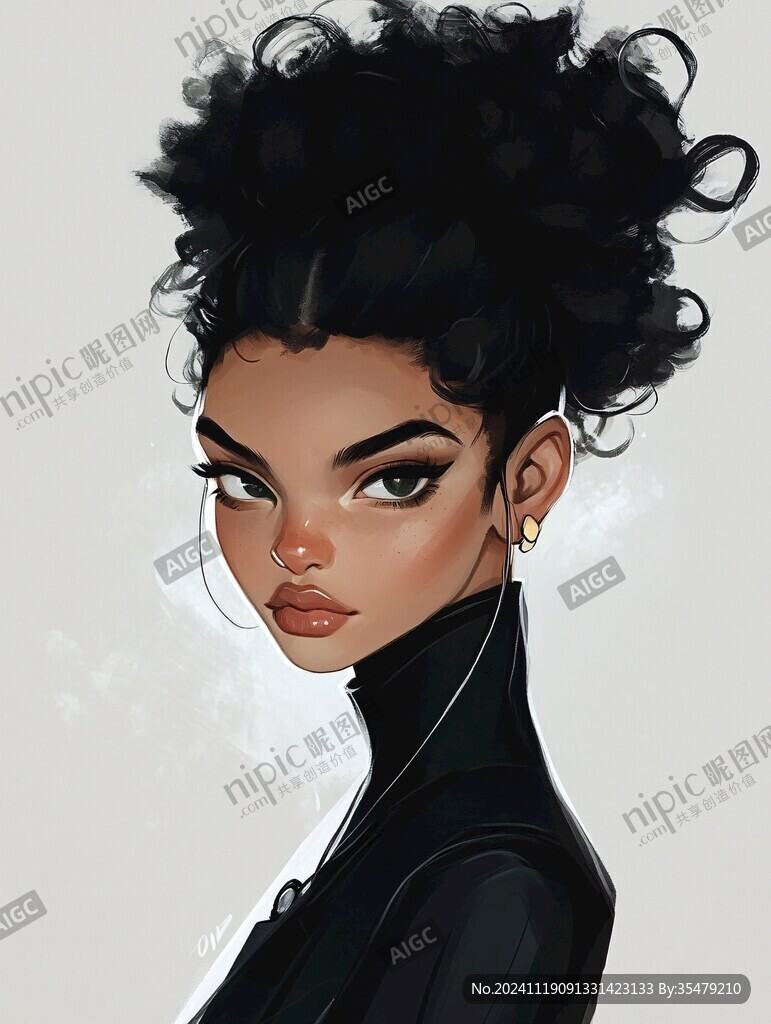 黑人女孩插画