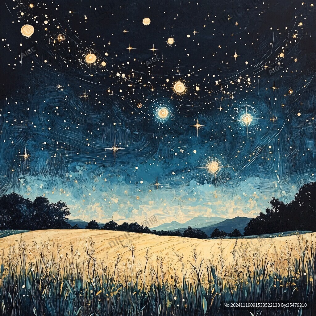 萤火虫夜晚挂画