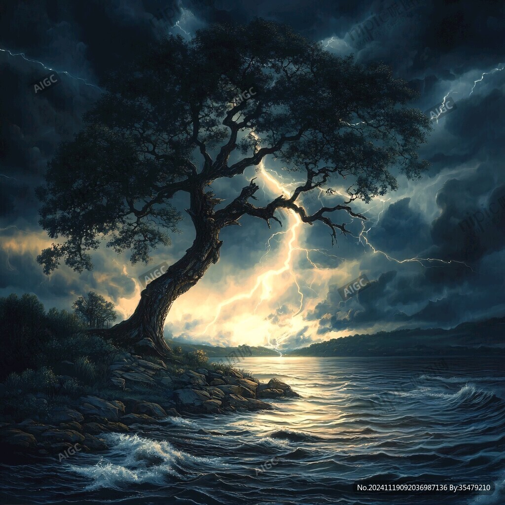 唯美大海风景油画
