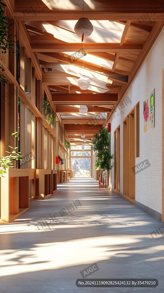 学校长廊效果图