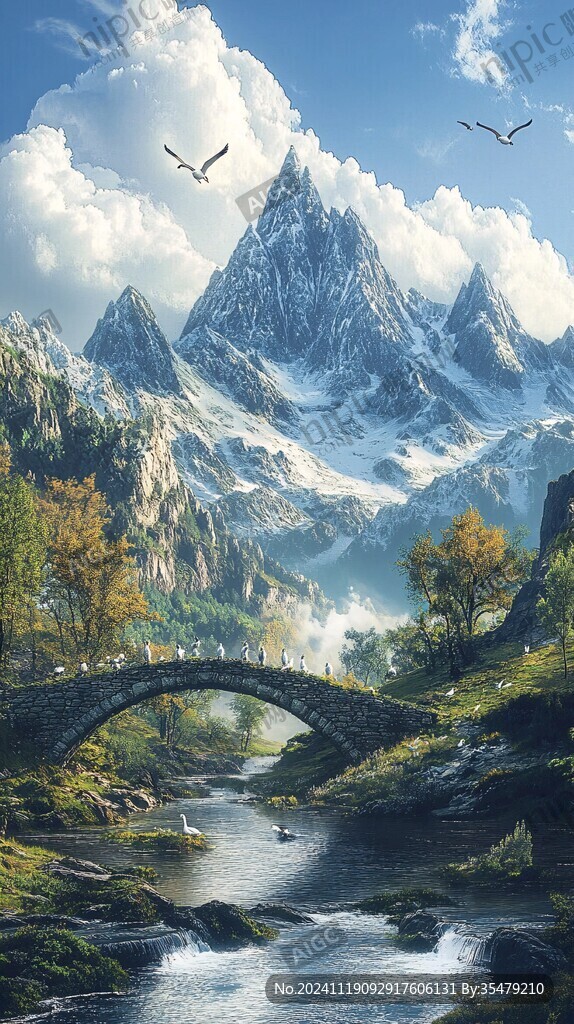 壮美河山风景画