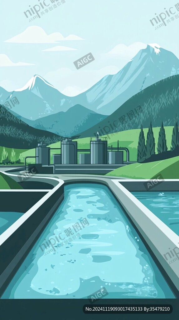 水渠插画