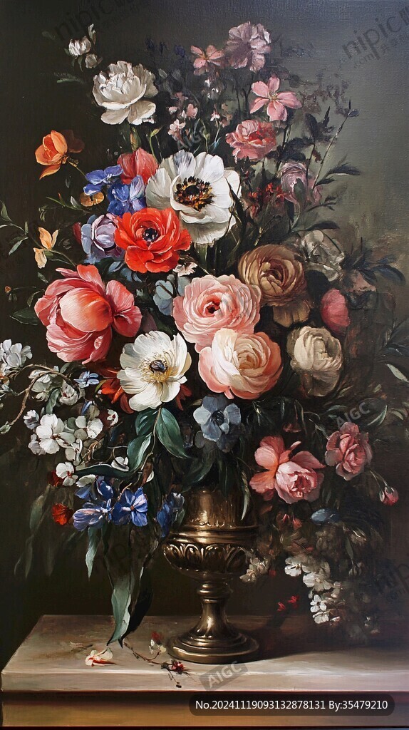 高清插画宫廷静物花卉