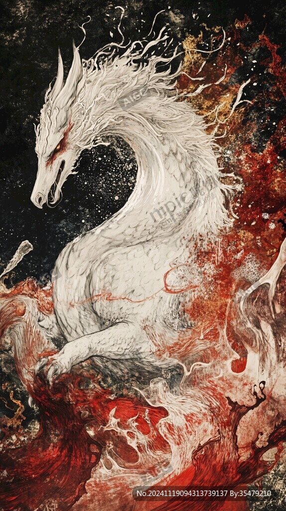 九尾白狐插画