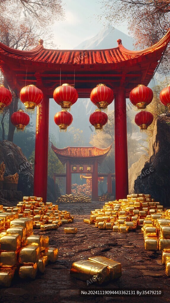 古代迎春纳财场景