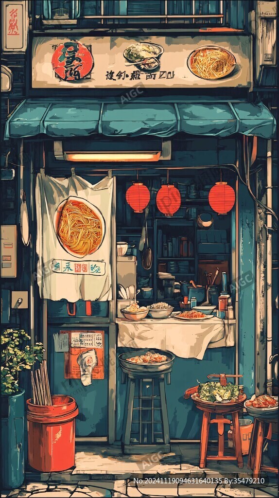 拉面馆插画