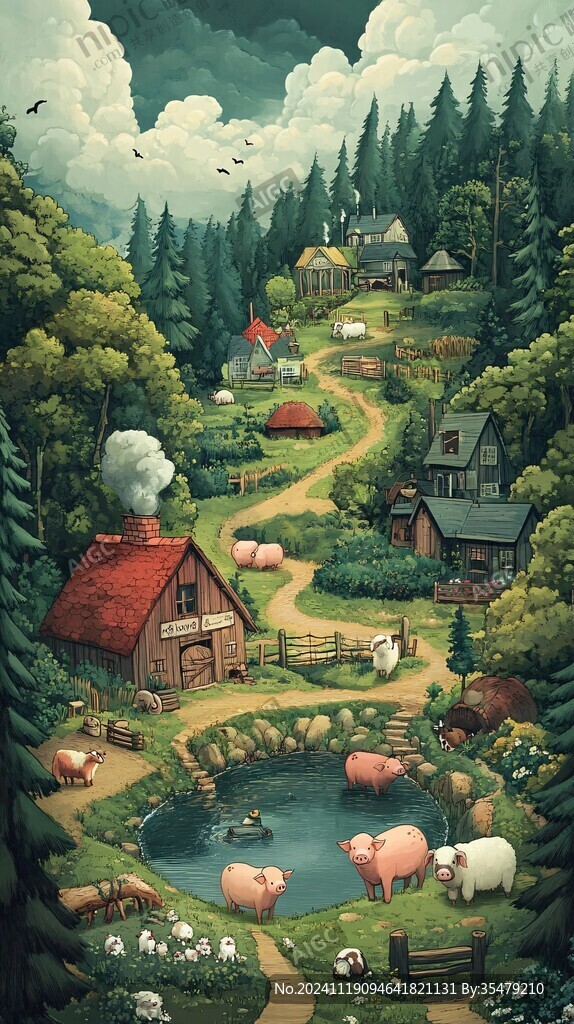 乡村场景插画