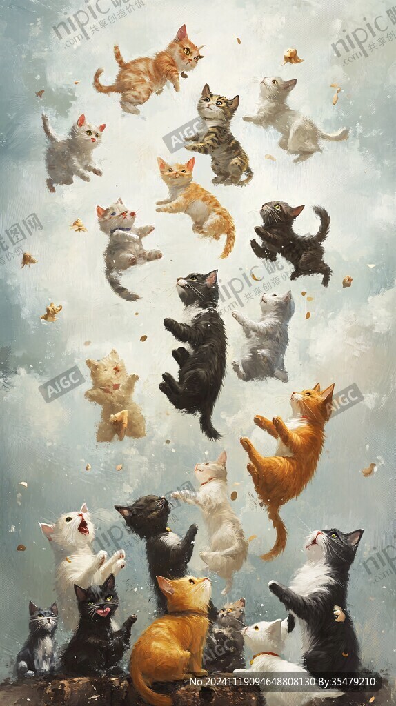 多只猫插画