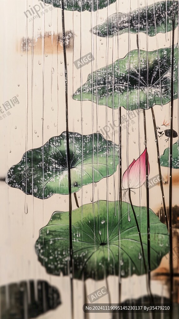 荷叶挂画