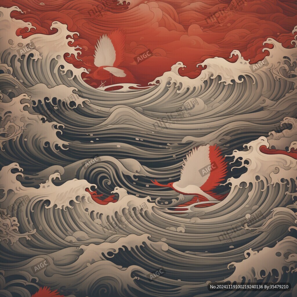 日式海浪鲤鱼
