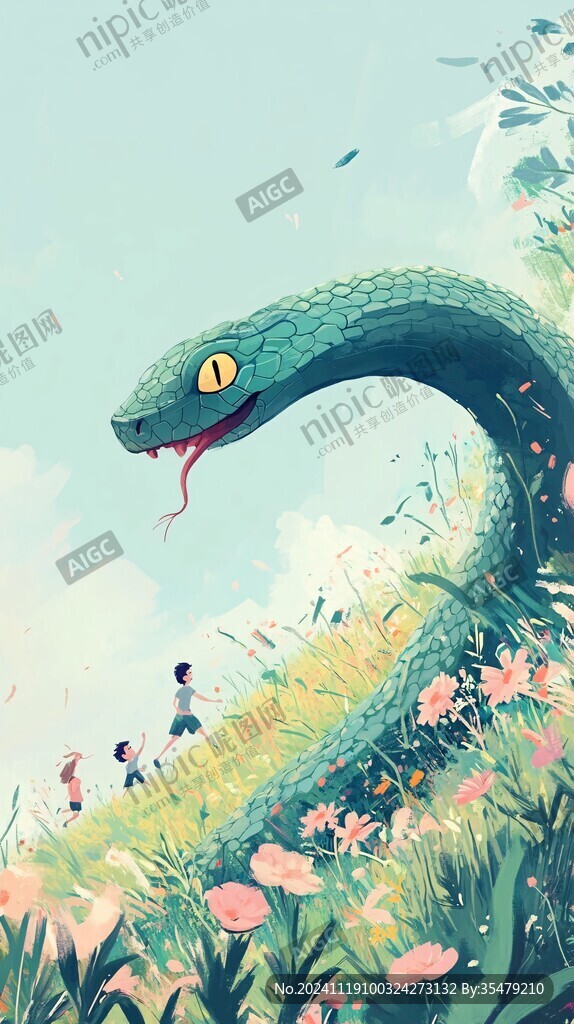 蛇六月插画