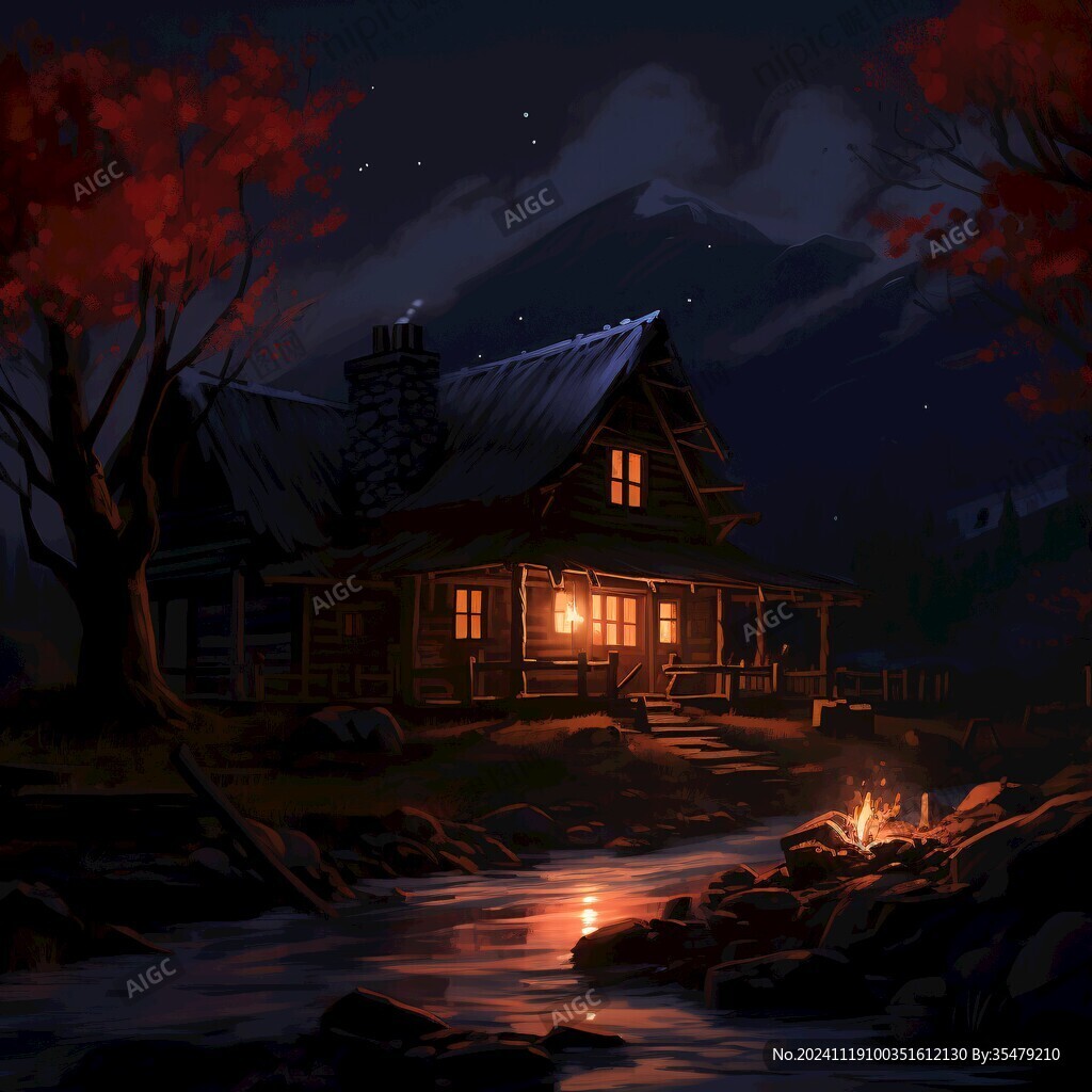 禅境秋夜极品意境插画