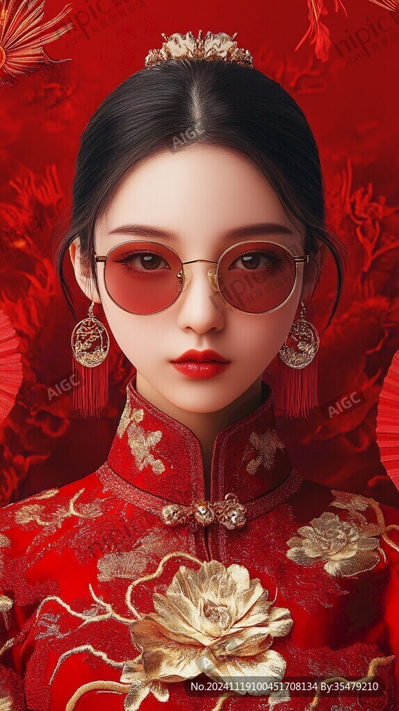 中式新娘插画