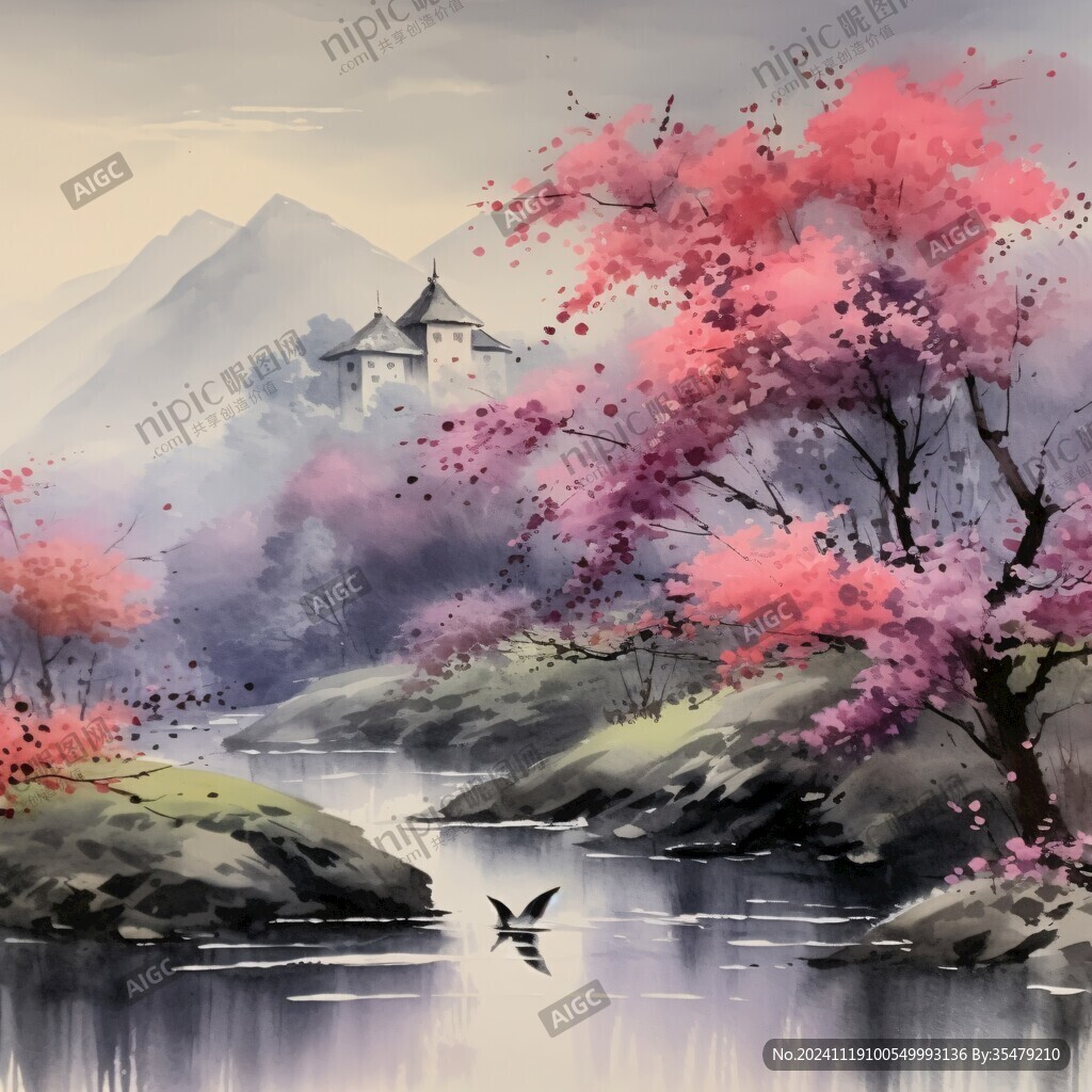 桃林仙境插画