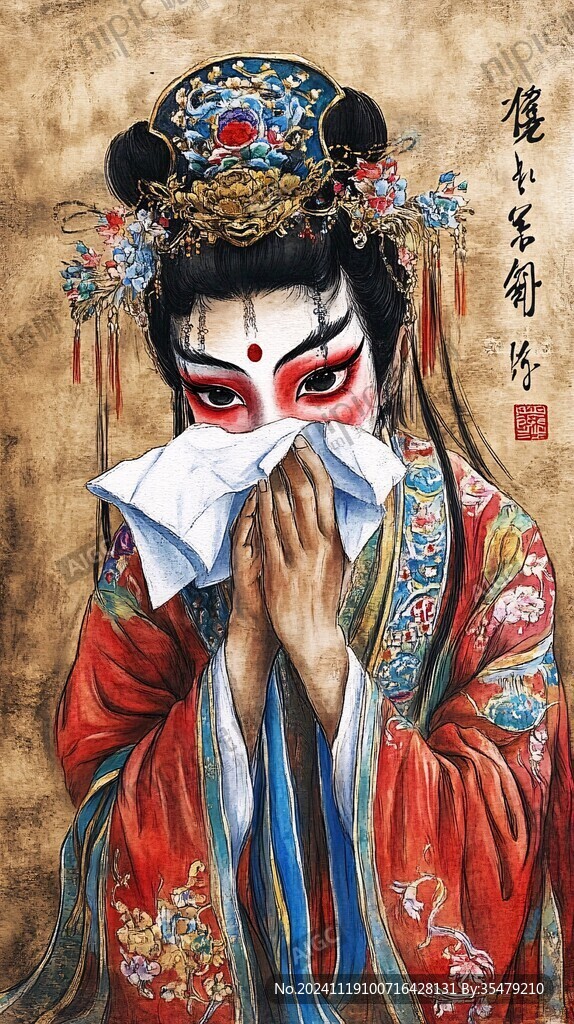 水彩戏曲文化