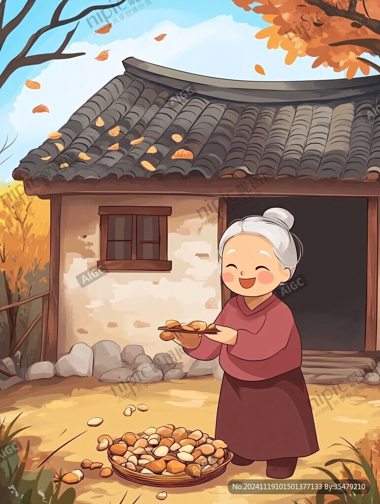 打枣插画