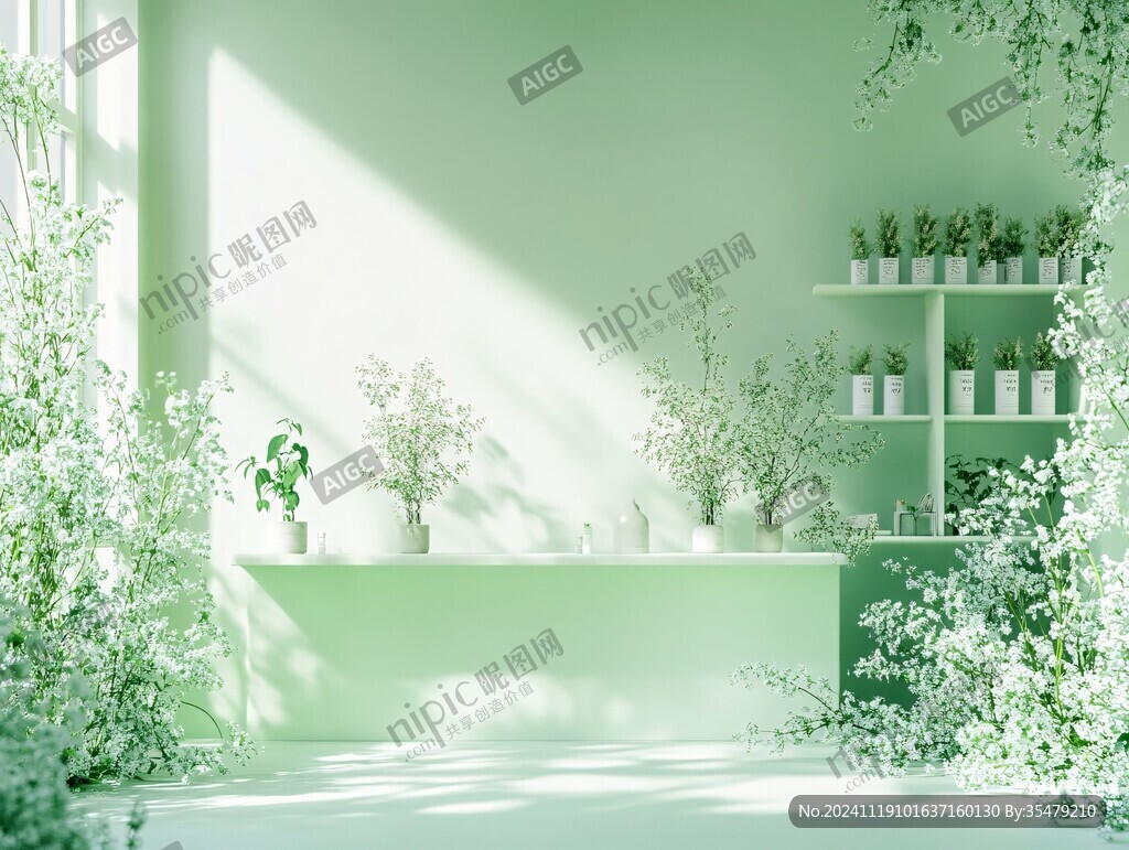 春季橱窗展示绿色