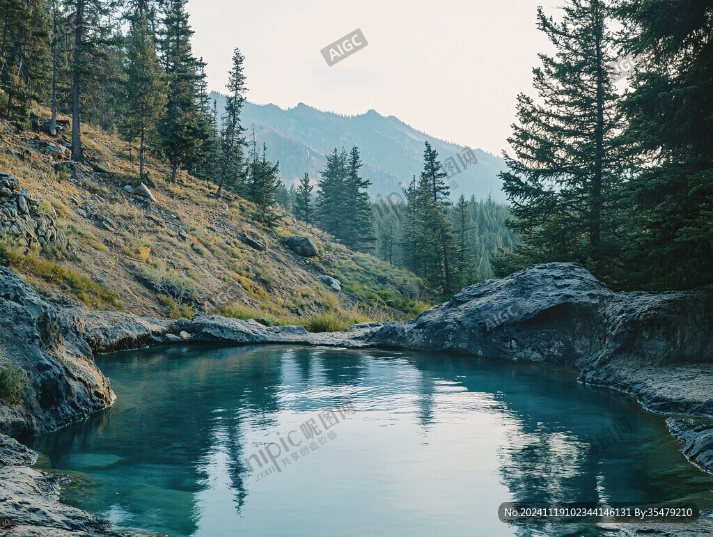 林间蓝色小湖