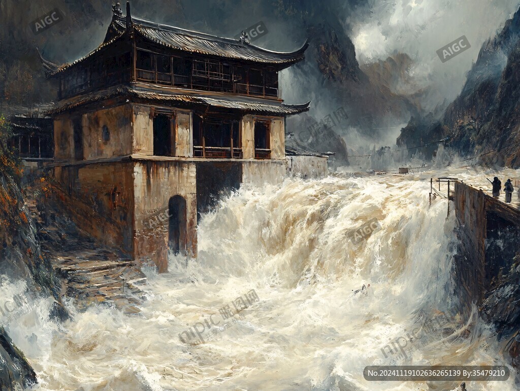黄河上中游建筑插画