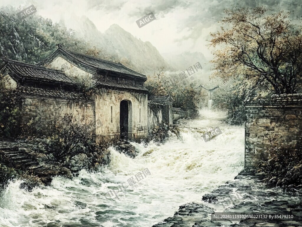 古民宅风景油画