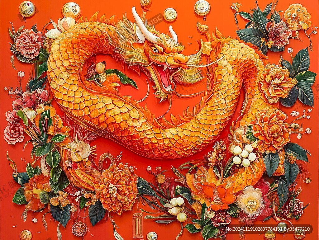 龙年烫金插画