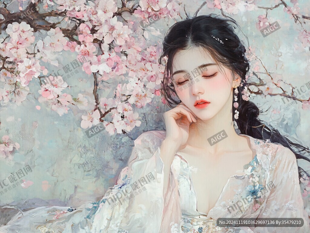 桃花美人图