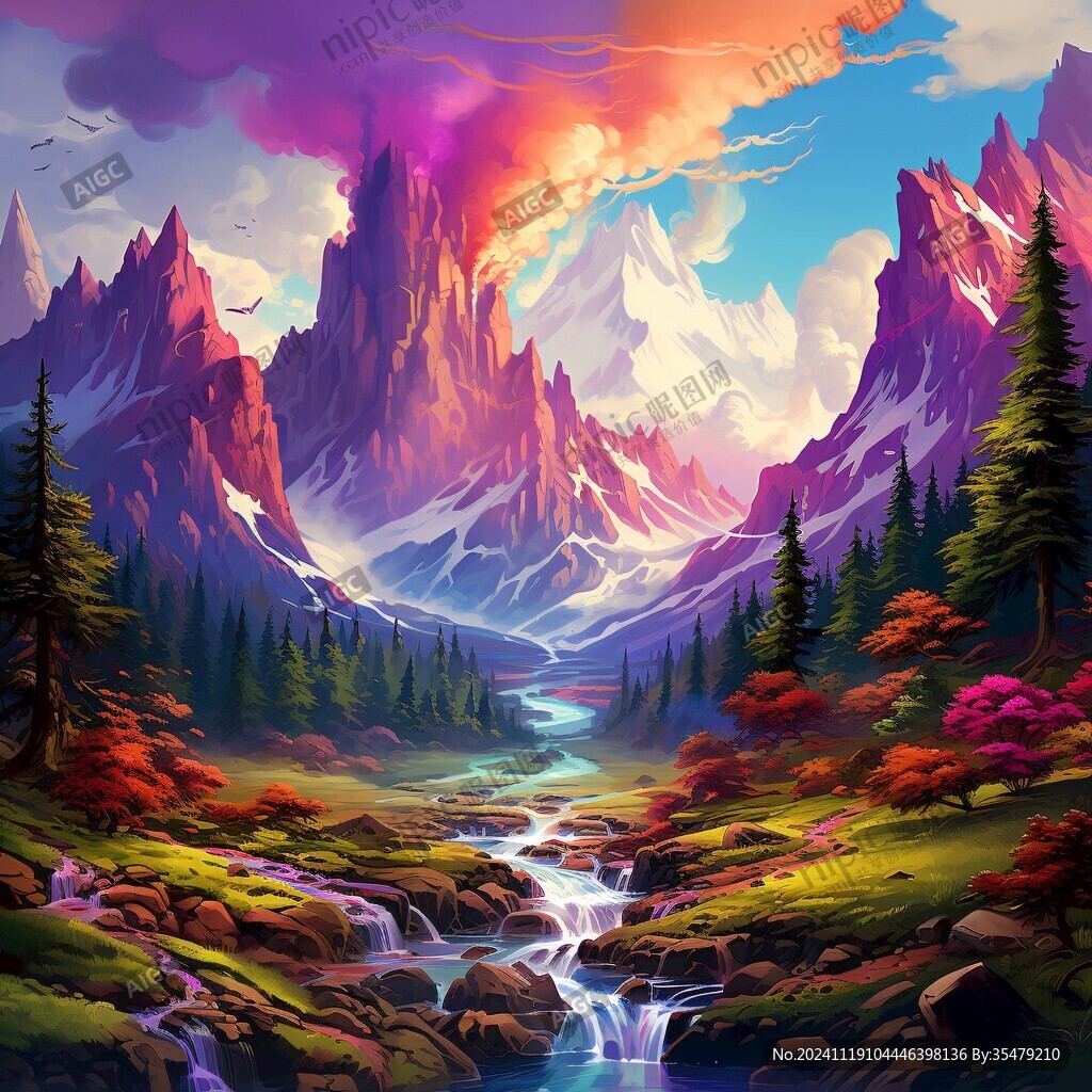 现实山景画