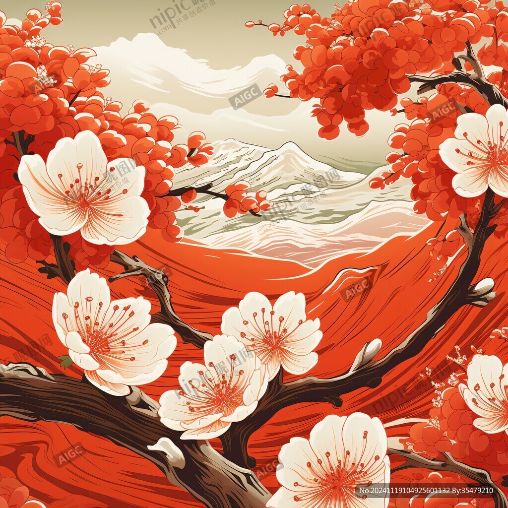 梅花包装插画