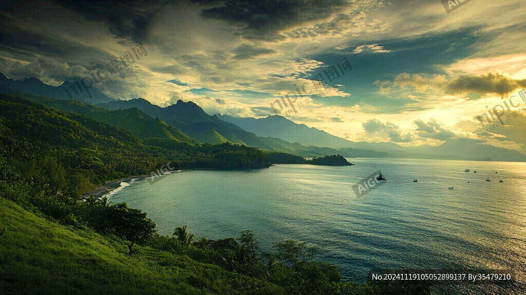 大海海滨山峦高清