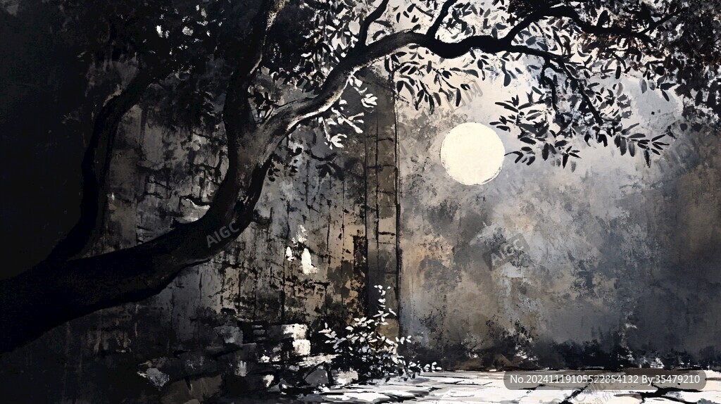 禅境秋夜极品意境插画
