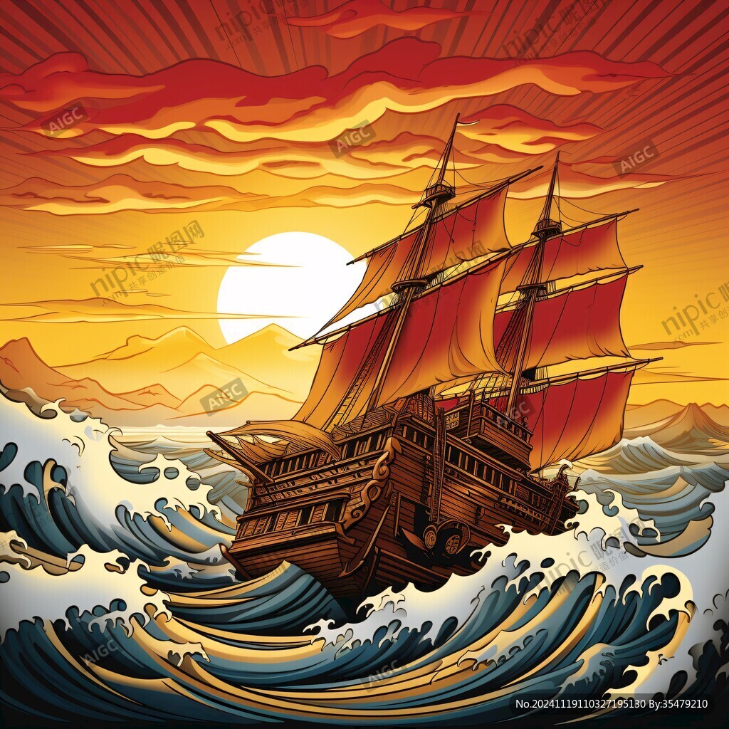 乘风破浪包装插画