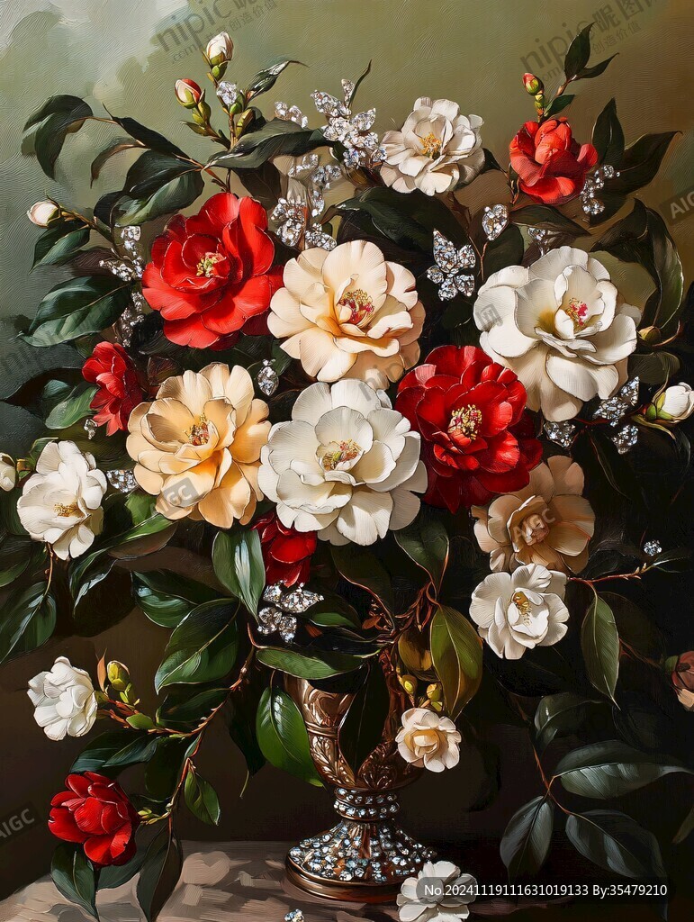 高清插画宫廷静物花卉