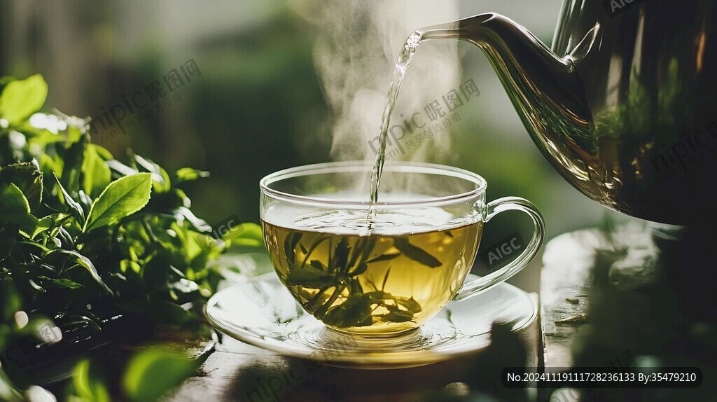 热气腾腾的茶叶