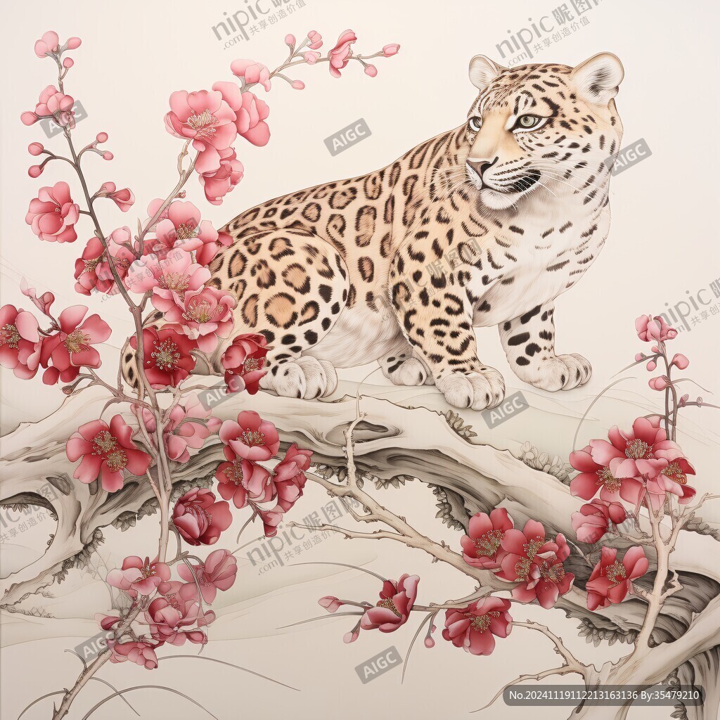 金钱豹画作