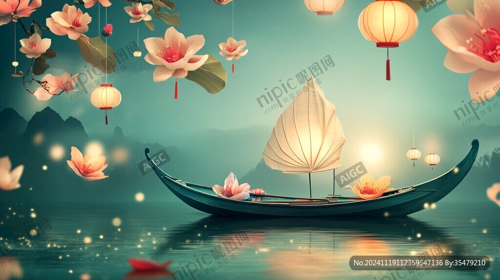 挂灯笼的船