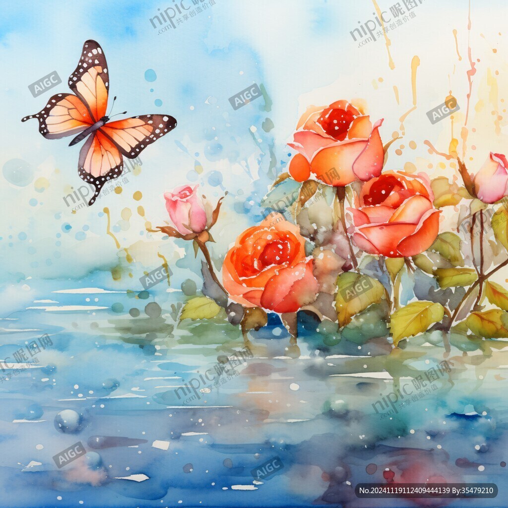 蝶恋花水彩画