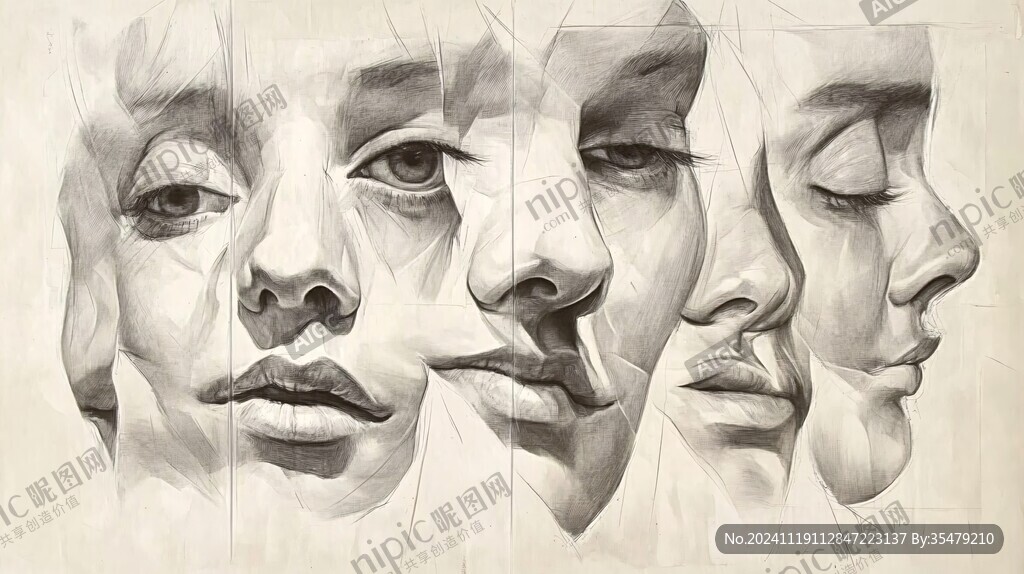 人脸色块拼接装饰画
