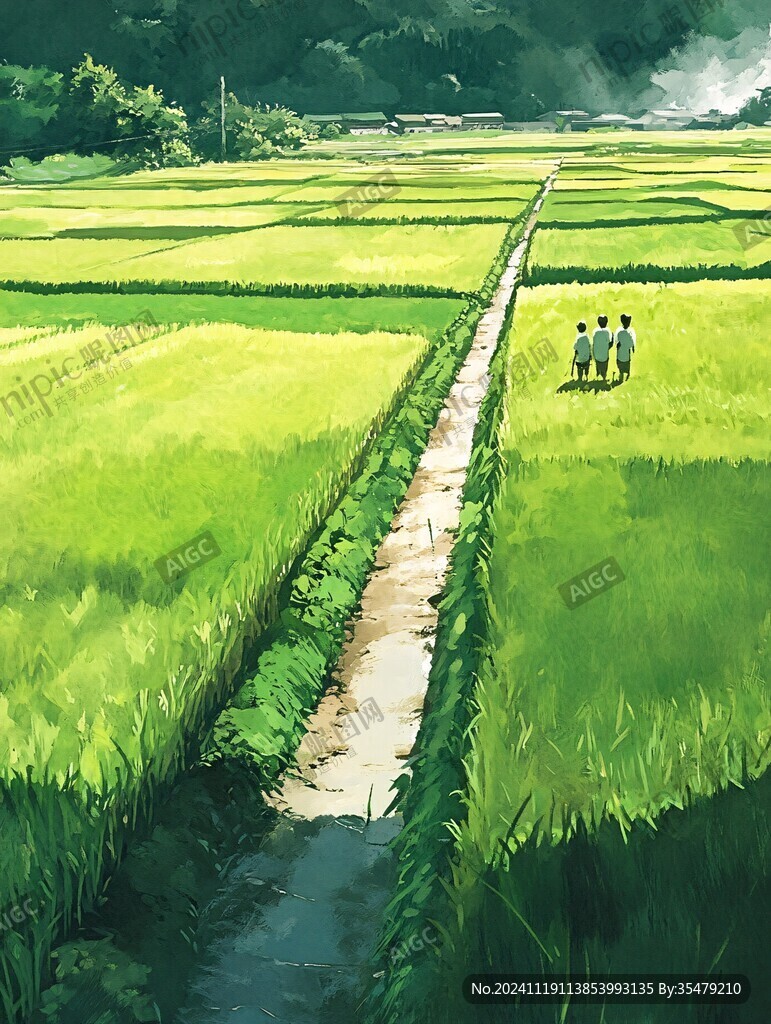 稻田鱼插画