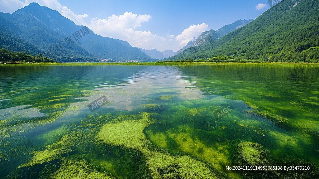绿藻泛滥的湖水