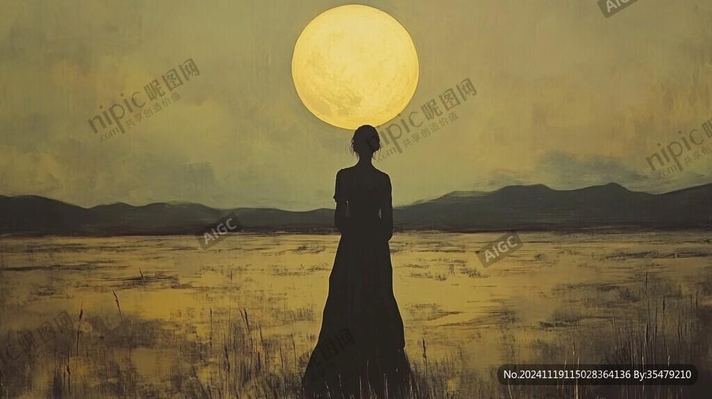 月光插画月光下