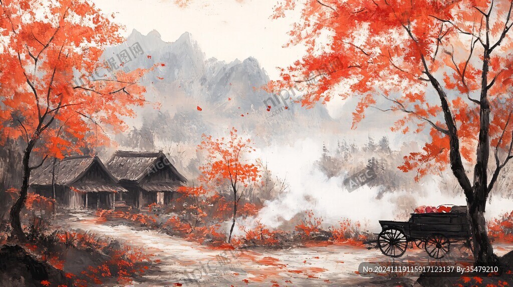 古风秋天景色插画