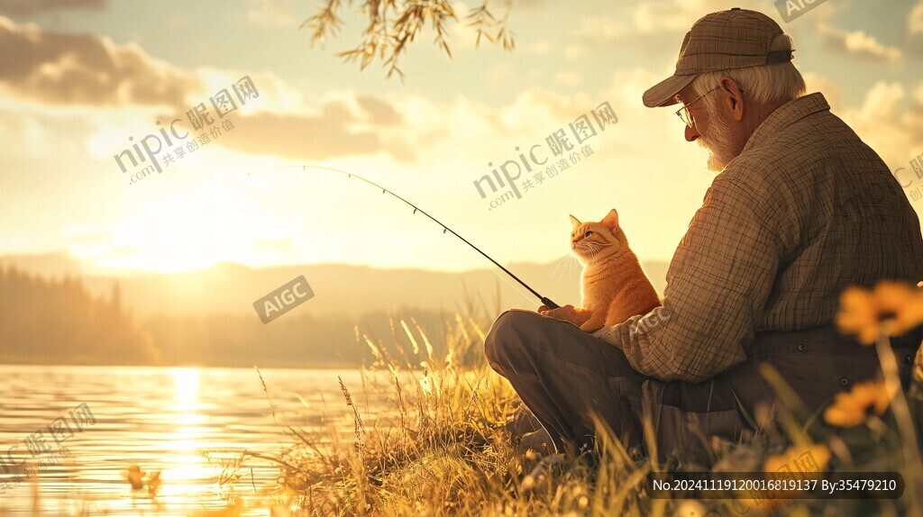 夕阳下的垂钓