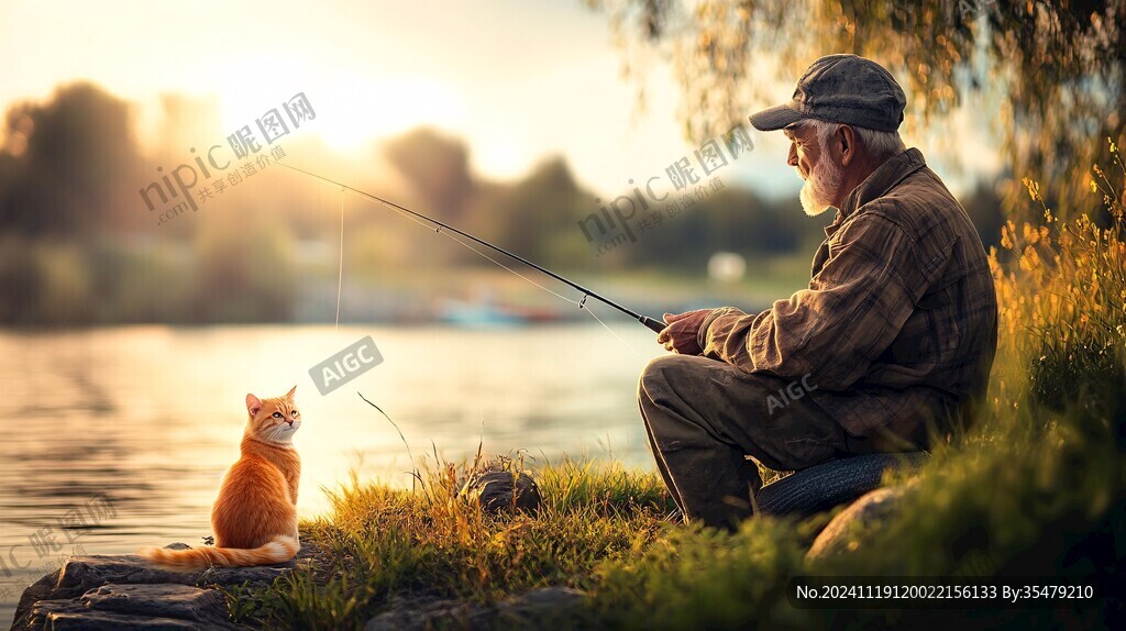 夕阳下的垂钓