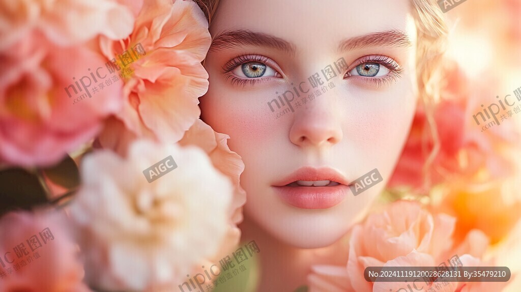 唯美花下少女