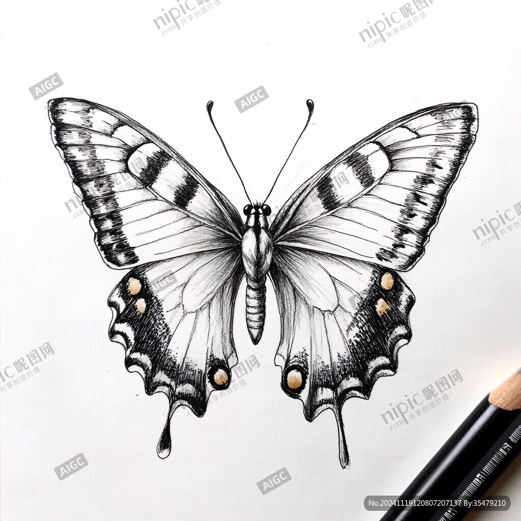 手绘插画蝴蝶
