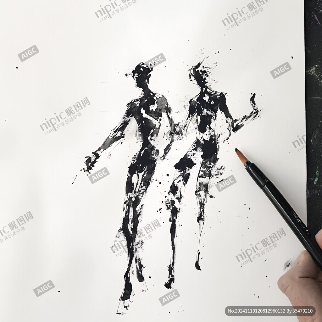 水墨运动人物