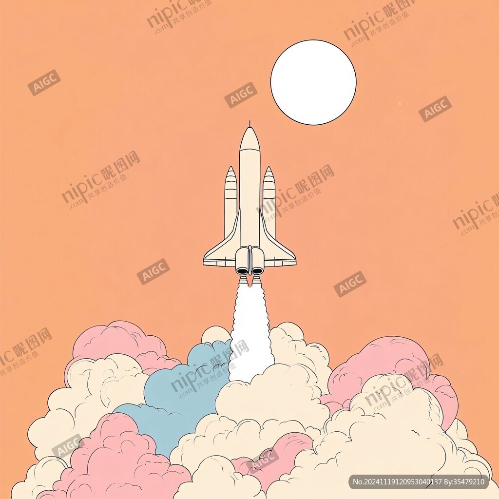 手绘火箭素材