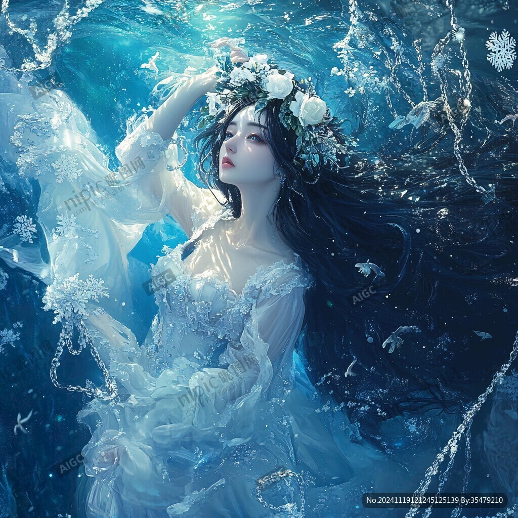 梦幻唯美蓝色系少女
