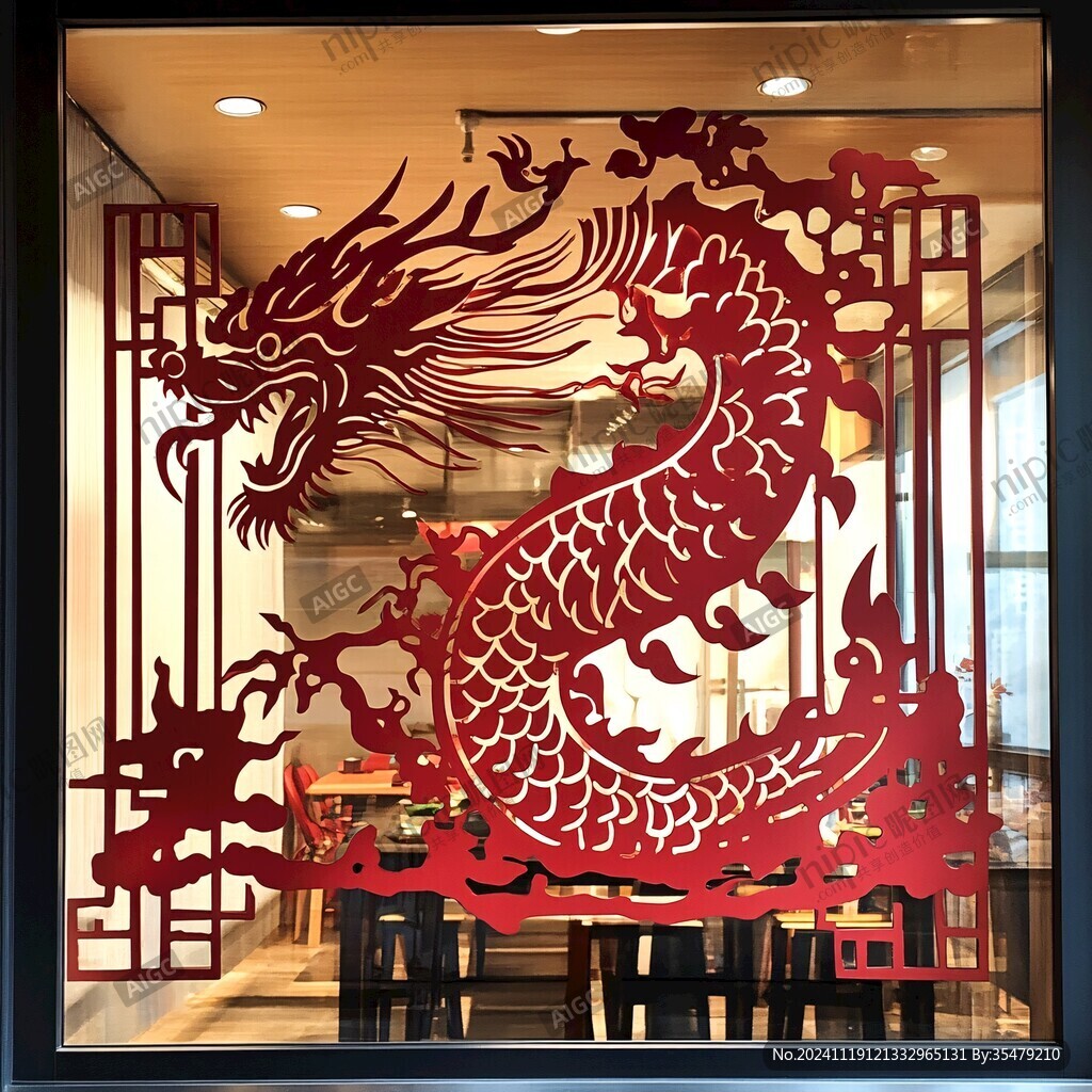 龙年立体窗贴